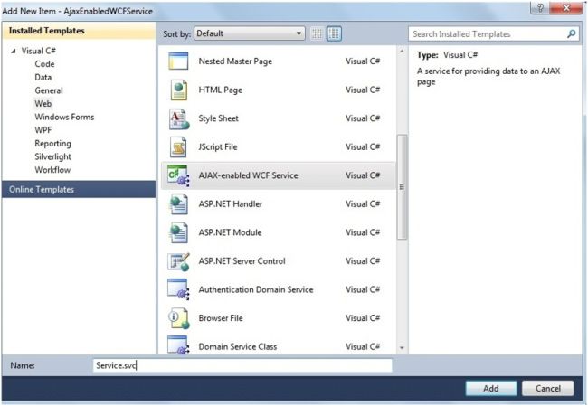 ajax enable wcf service